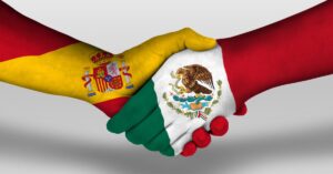 Mexico and Spain holding hands